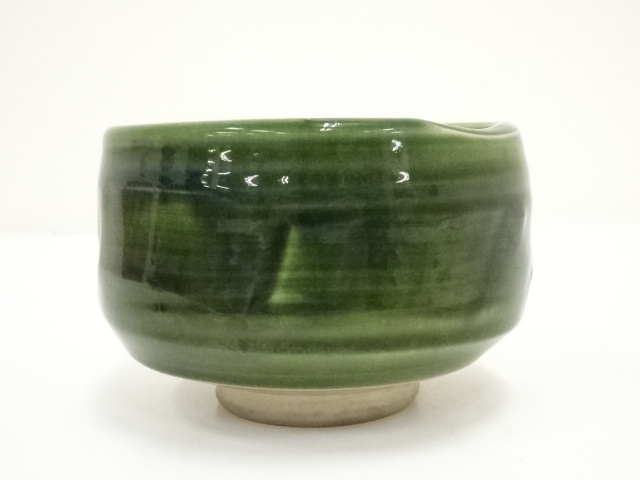 茶碗■織部焼き 六兵衛 平茶碗 抹茶碗 お茶道具 古美術 時代物 骨董品■ 織部茶碗（木）六兵衛作(抹茶碗)|食器通販の陶磁庵